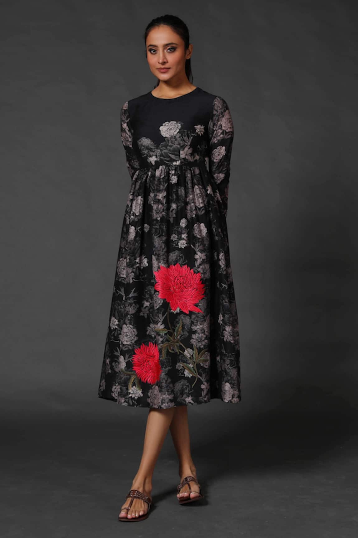 Balance by Rohit Bal Chanderi Floral Print Dress