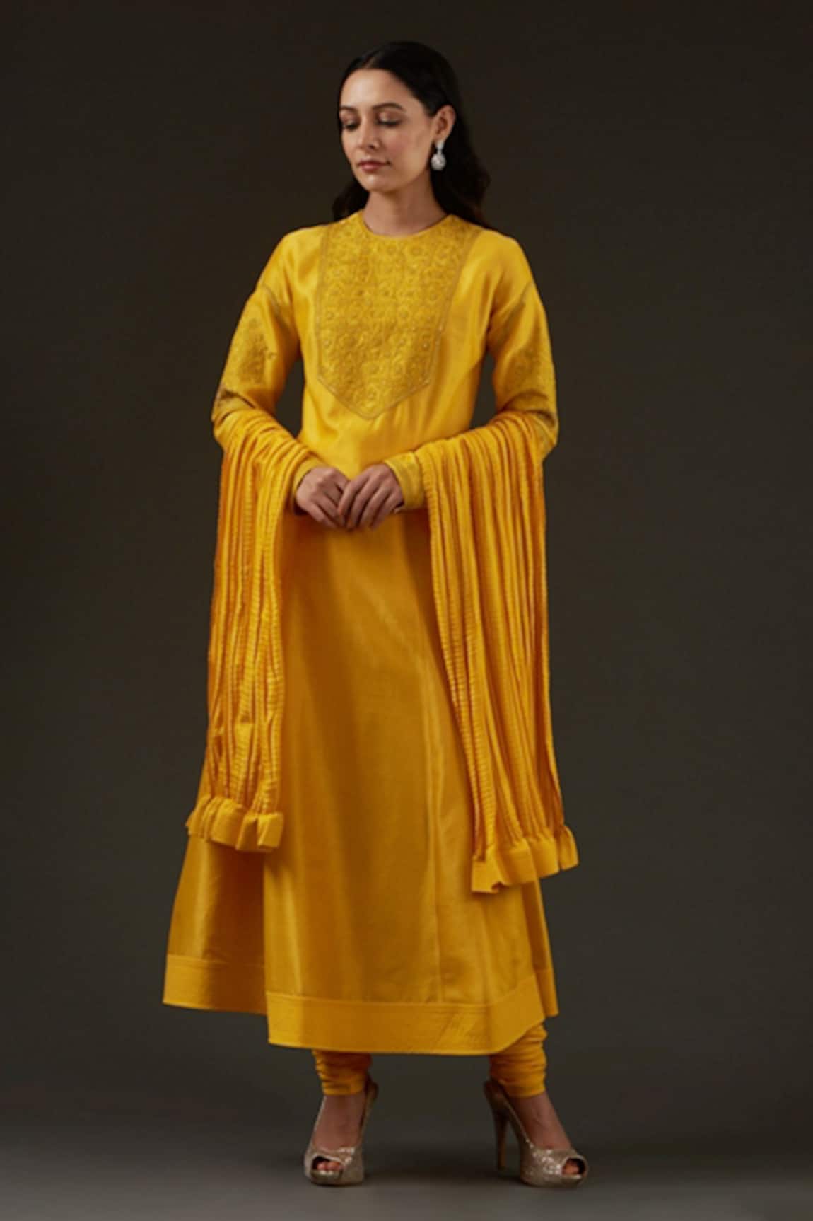 Balance By Rohit Bal Chanderi Embroidered Kalidar Kurta Set