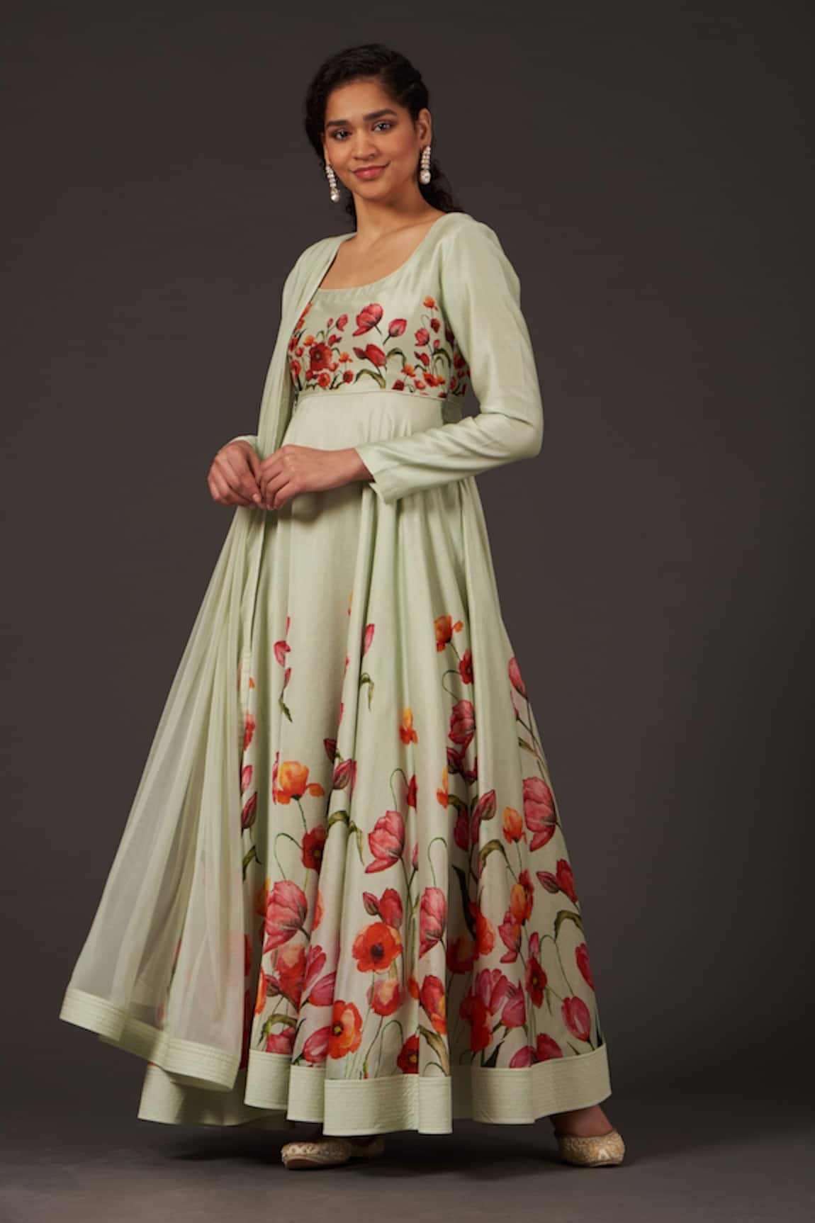 Balance By Rohit Bal Chanderi Floral Print Anarkali Set