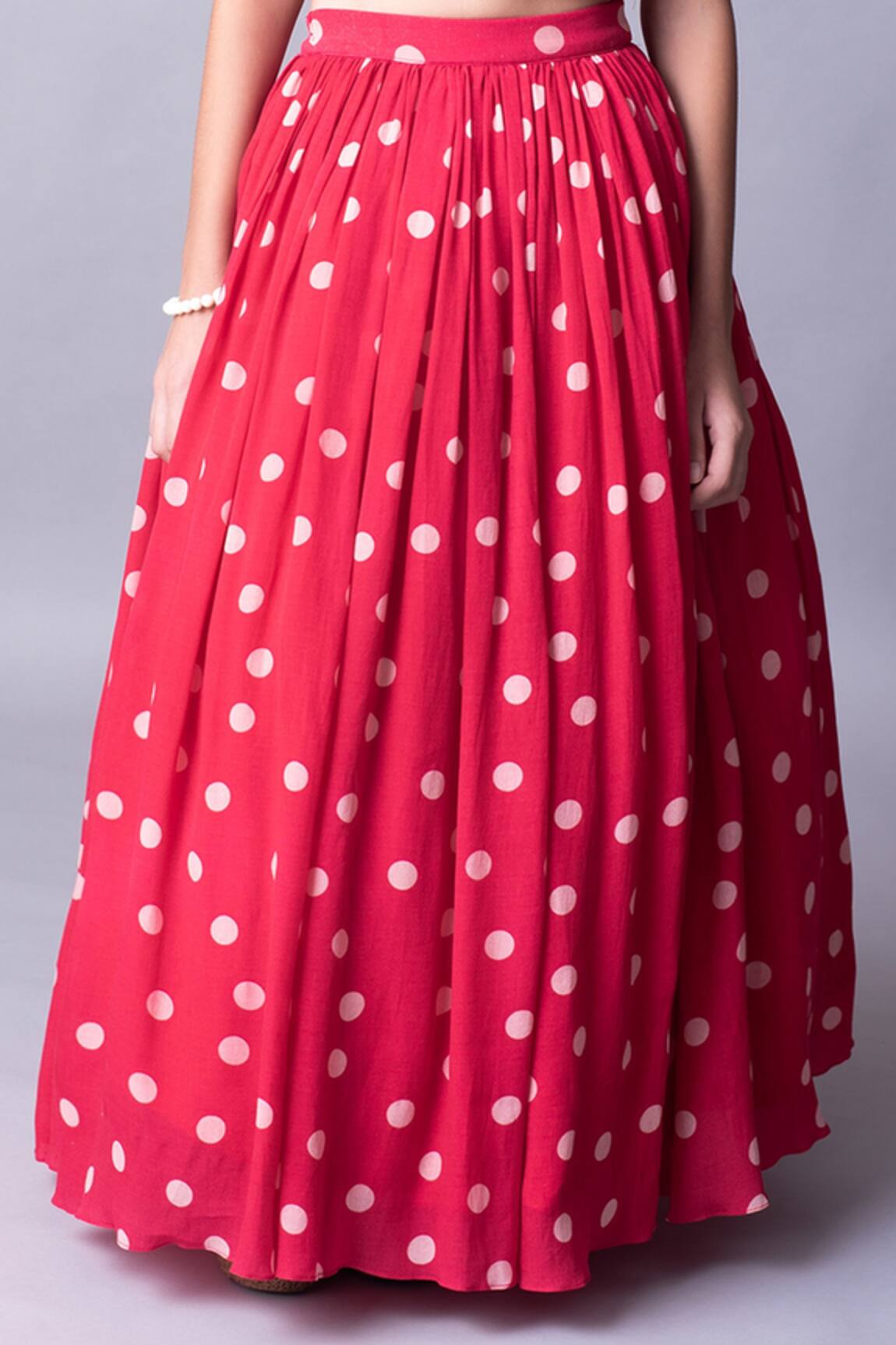 Buy Red Polka Dots Printed Half Sleeves Crepe Shirt Online