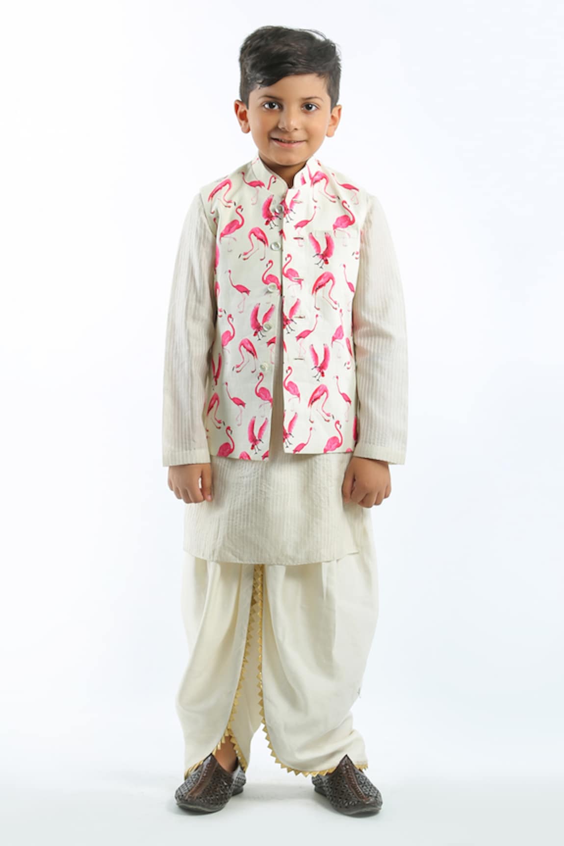 Bal Bachche By Rohit Bal Linen Flamingo Print Bundi