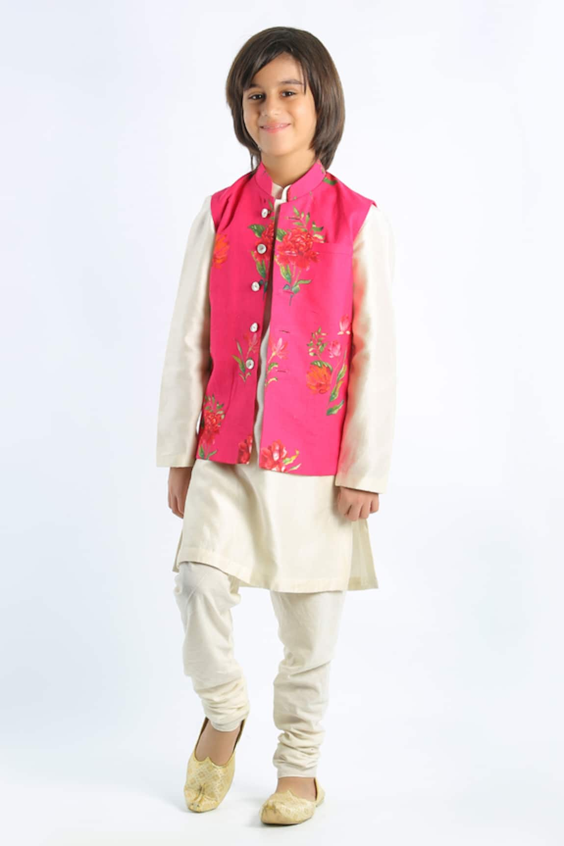 Bal Bachche By Rohit Bal Linen Floral Print Bundi