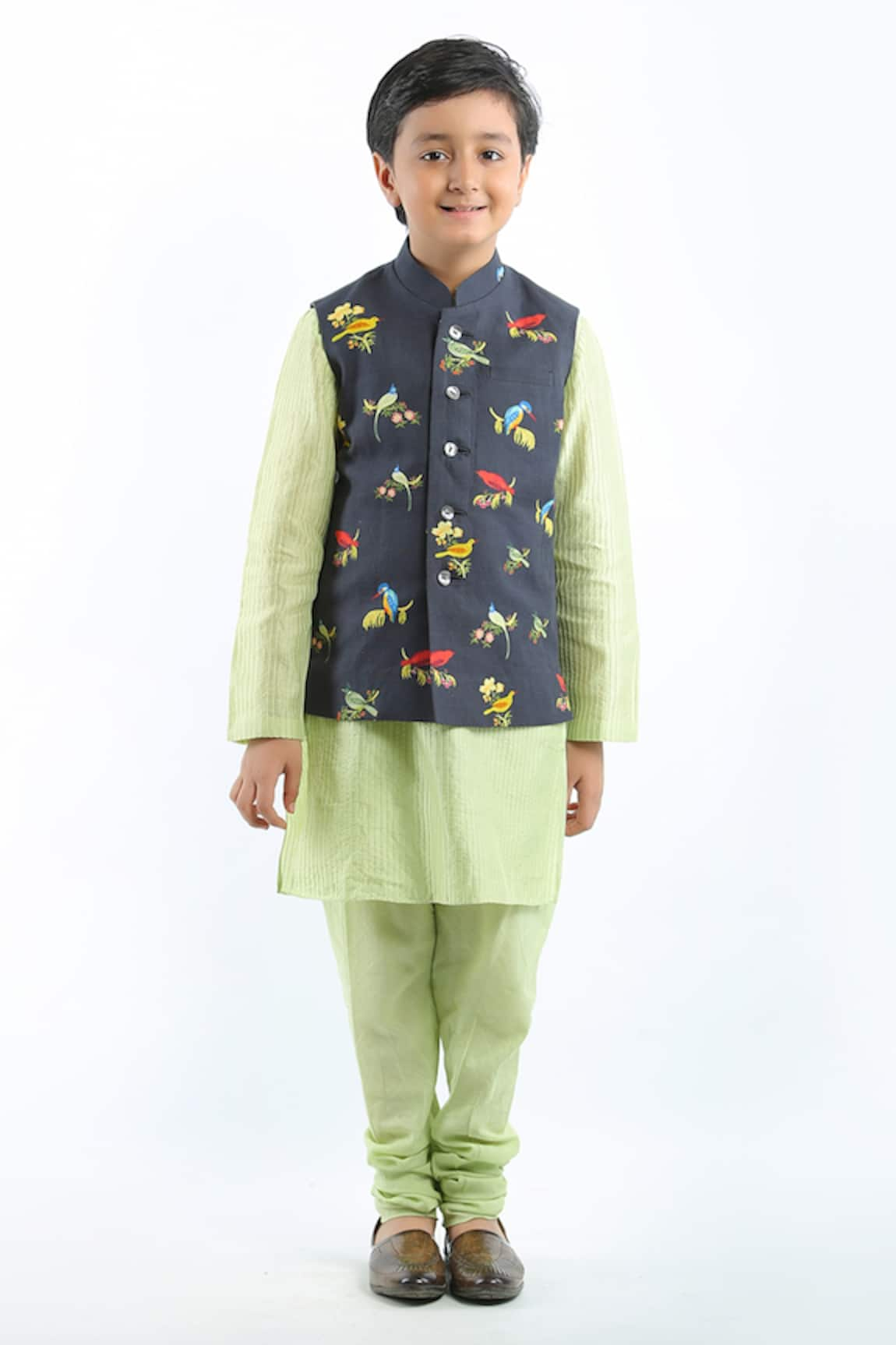 Bal Bachche By Rohit Bal Linen Bird Print Bundi