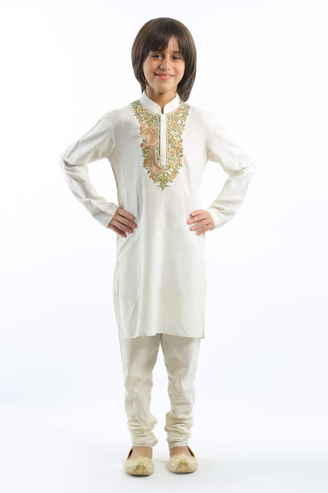 Bal Bachche By Rohit Bal Squirrel Embroidered Neck Kurta Set