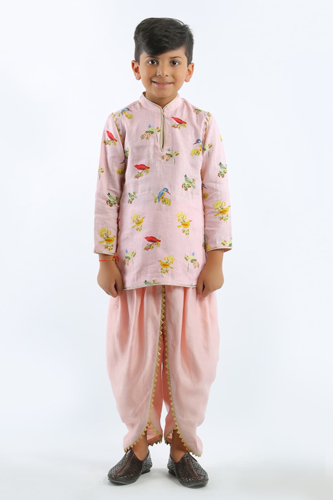 Bal Bachche By Rohit Bal Linen Bird Print Kurta Set