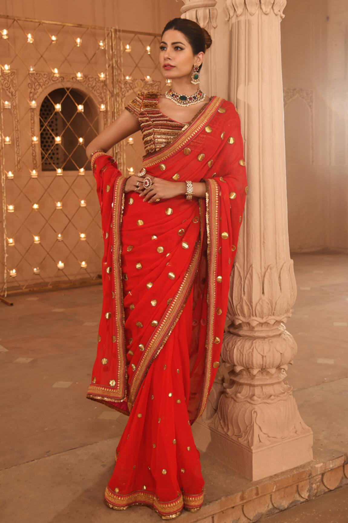 Reynu Taandon Embroidered Saree with Blouse 