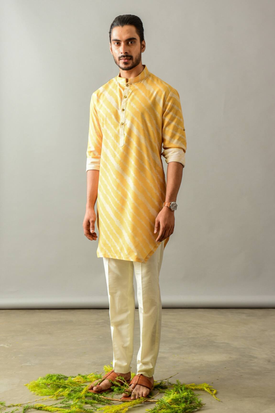 Agape Linen Leheriya Print Kurta Set
