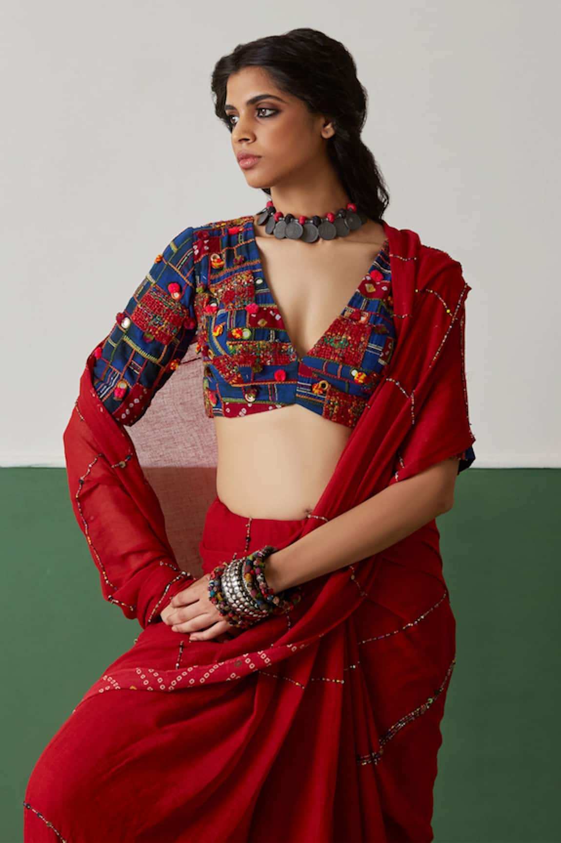 Medha Geometric Embroidered Blouse