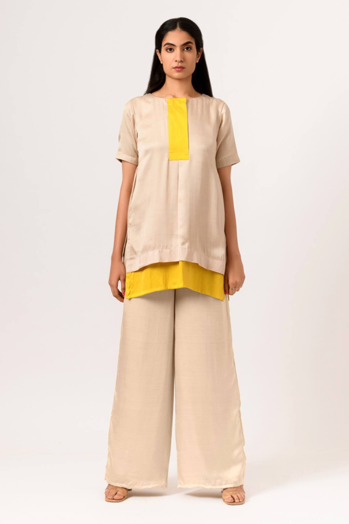 Neora By Nehal Chopra Color Block Panelled Top