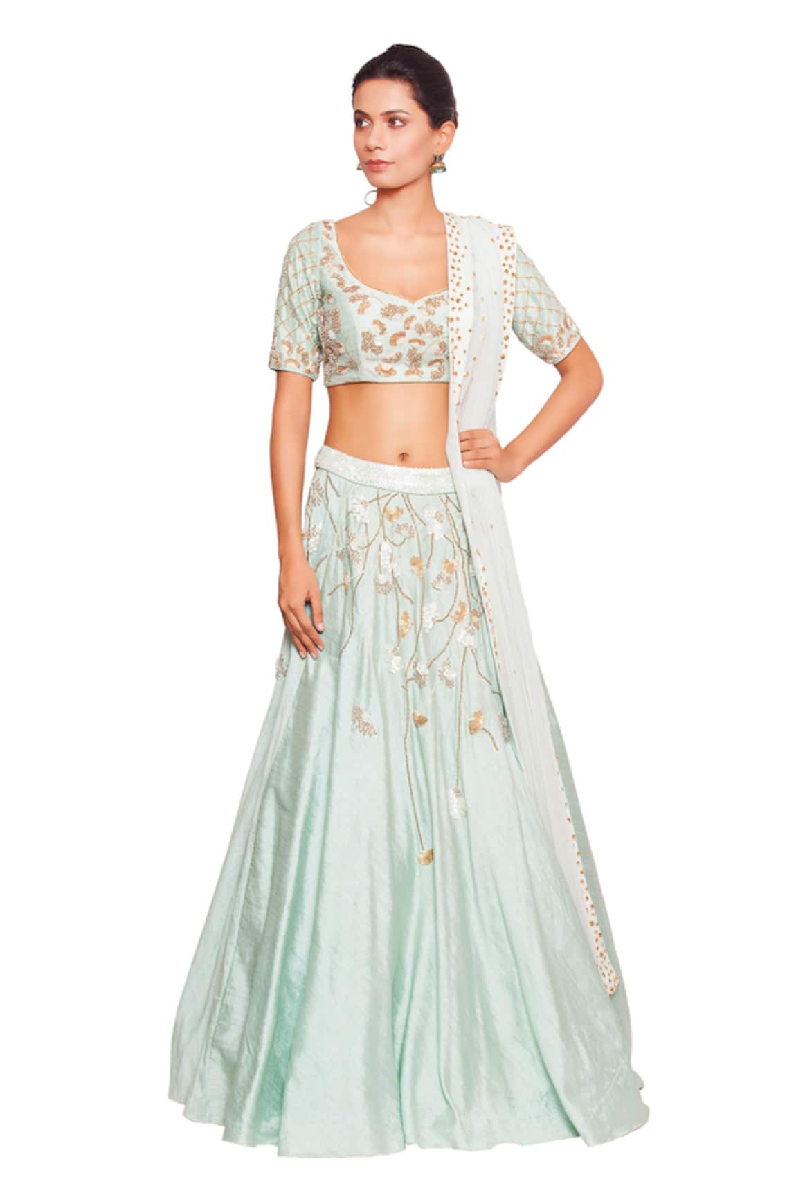 Salt And Spring Floral Embroidered Lehenga Set
