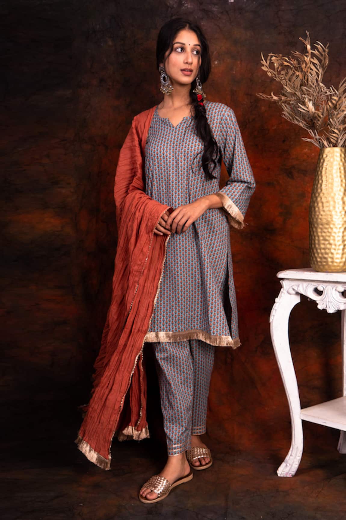 Tashee Block Print Kurta Set