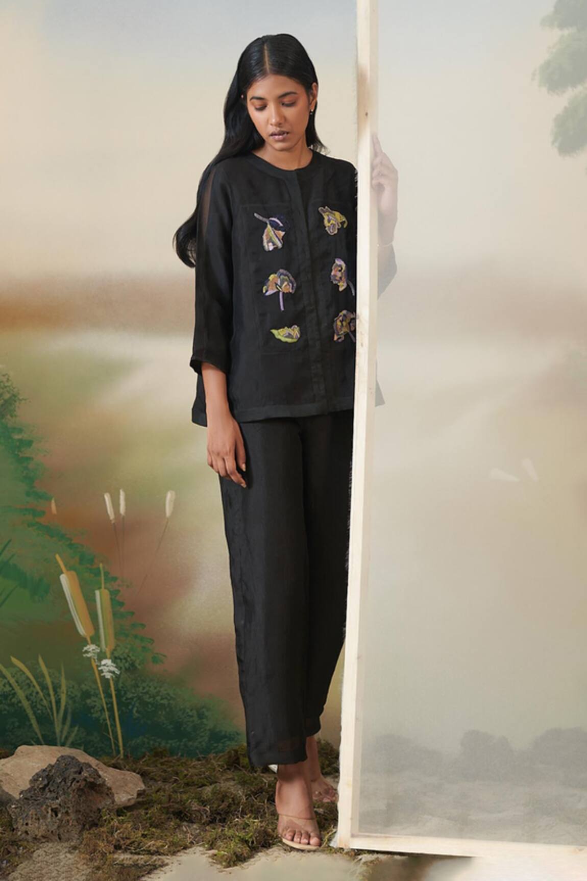 Febo6 Silk Organza Embellished Jacket