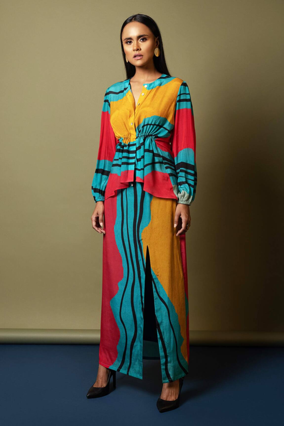 Nautanky Printed Shirt & Skirt Set 