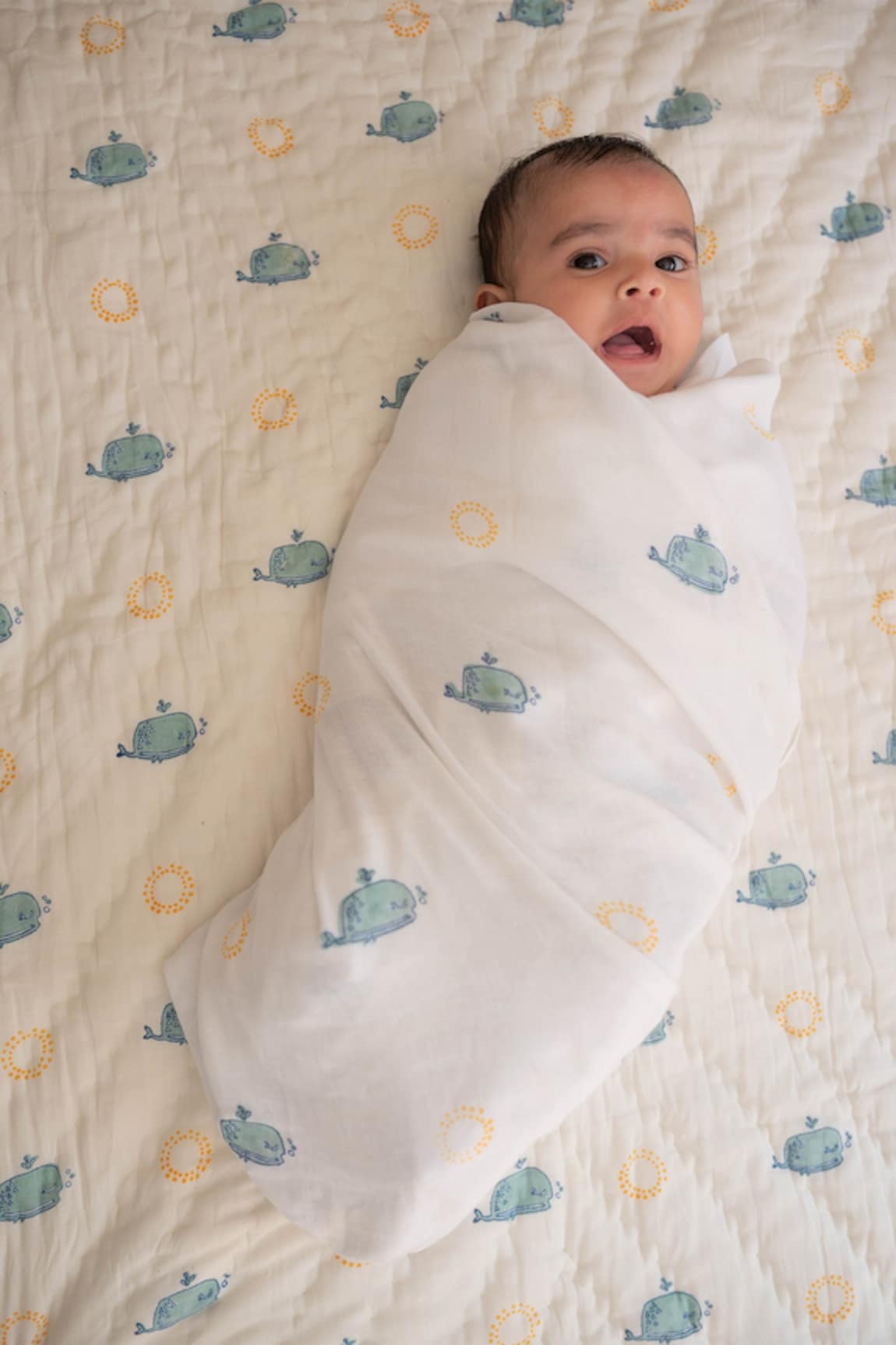 Raamae Moana Block Print Baby Quilt