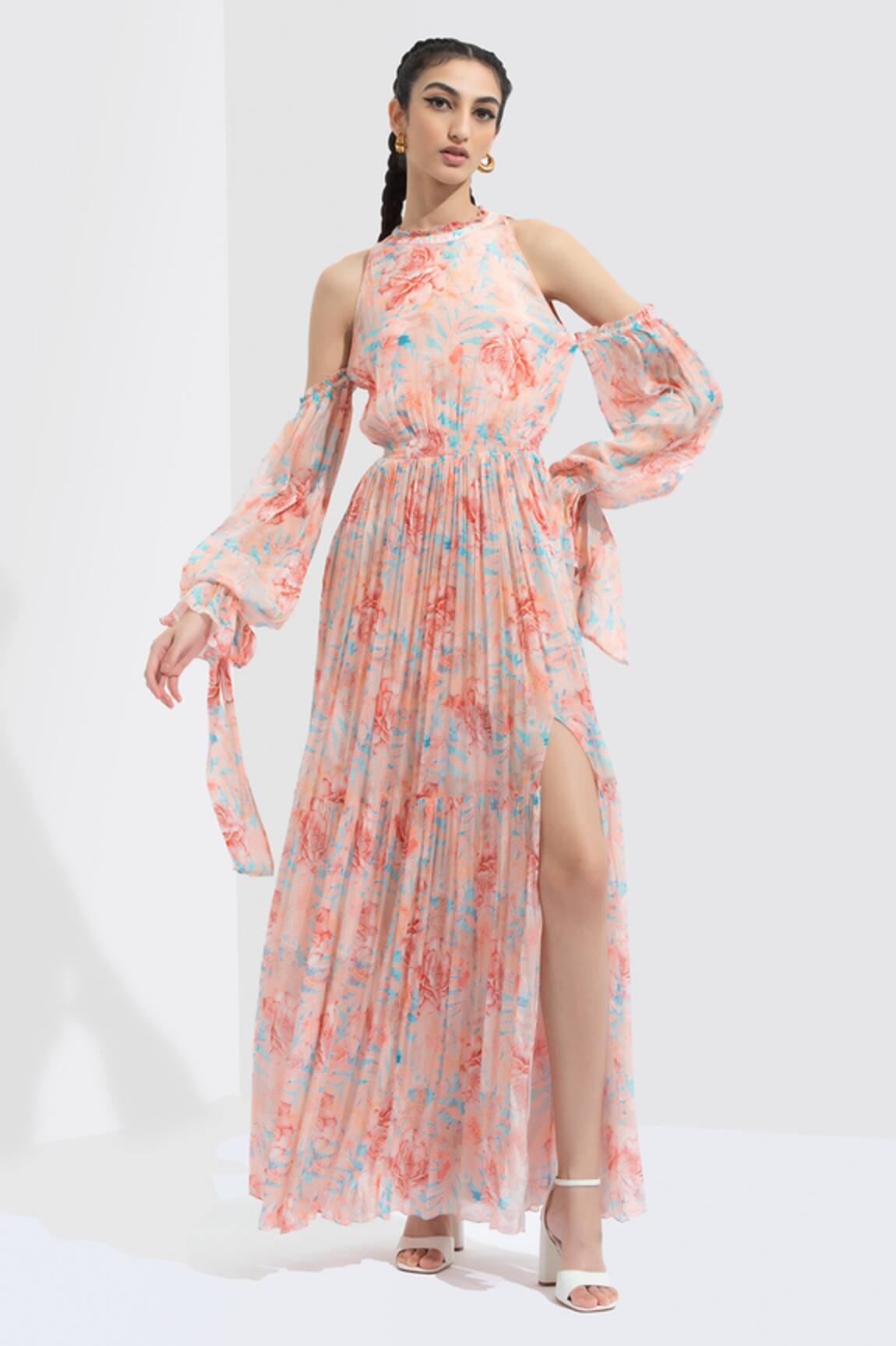 Mandira Wirk Resort Printed Cold Shoulder Dress