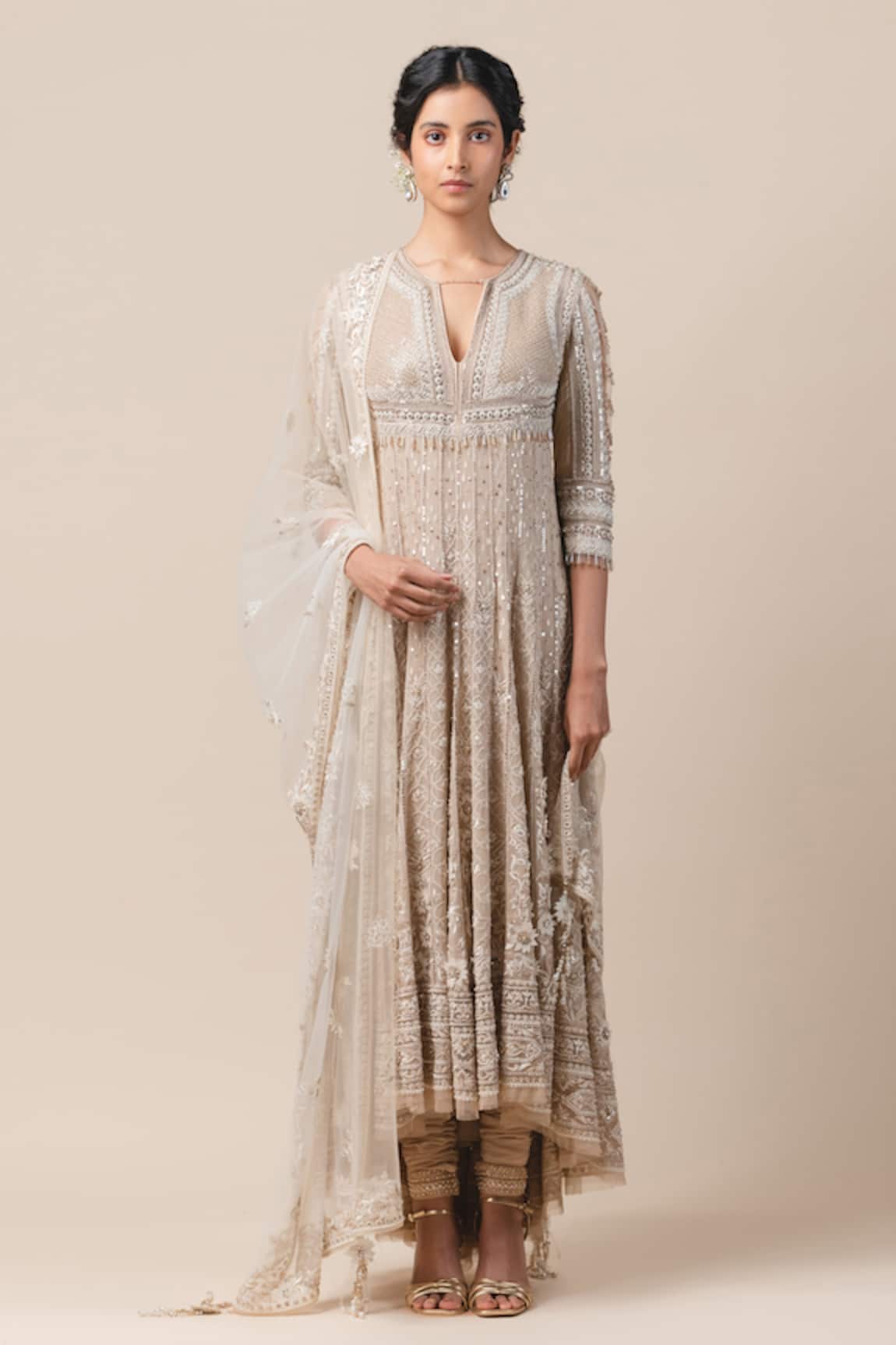 Tarun Tahiliani Asymmetric Embroidered Anarkali Set