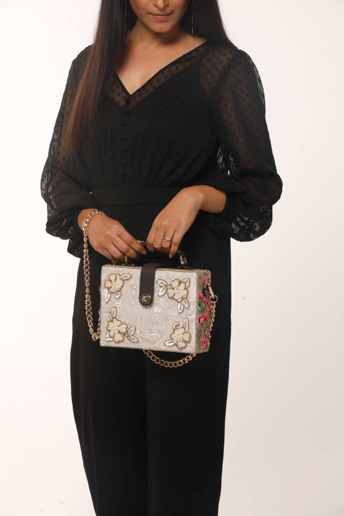 Buy Doux Amour Embroidered Trunk Clutch Online