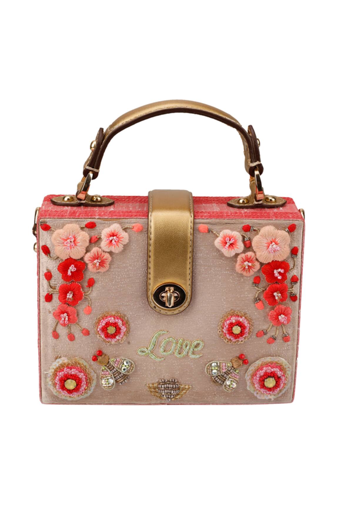 Doux Amour - Embroidered Mini Trunk Clutch