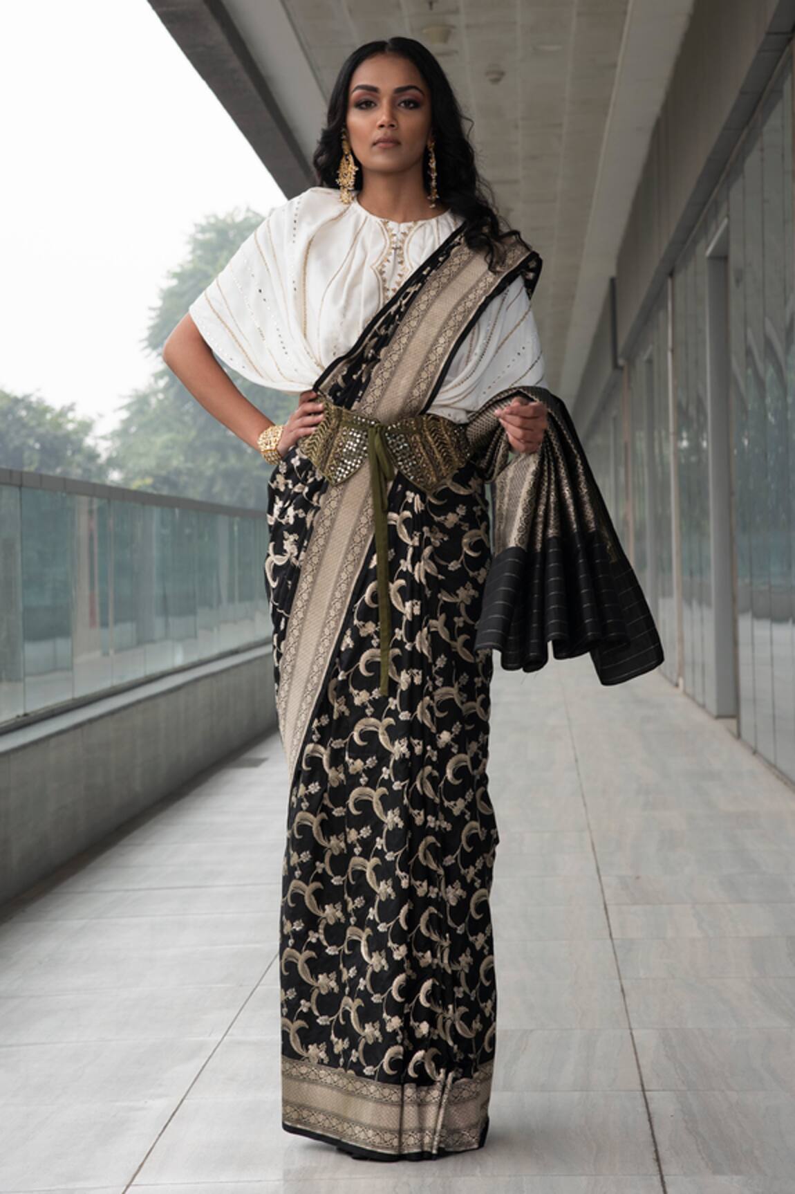 Neha & Tarun Pure Katan Silk Saree with Embroidered Top