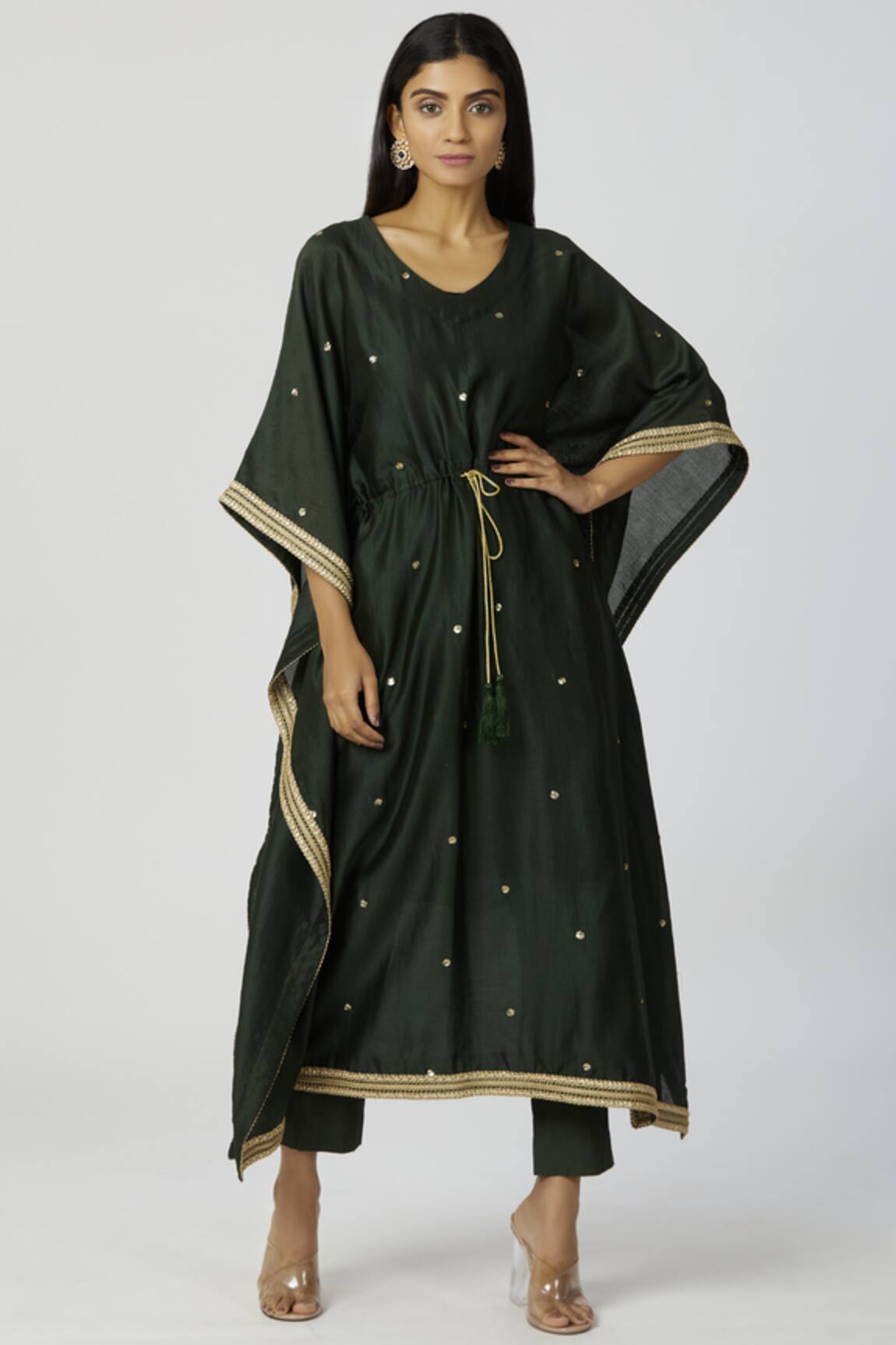Bohame Chanderi Silk Kaftan Pant Set