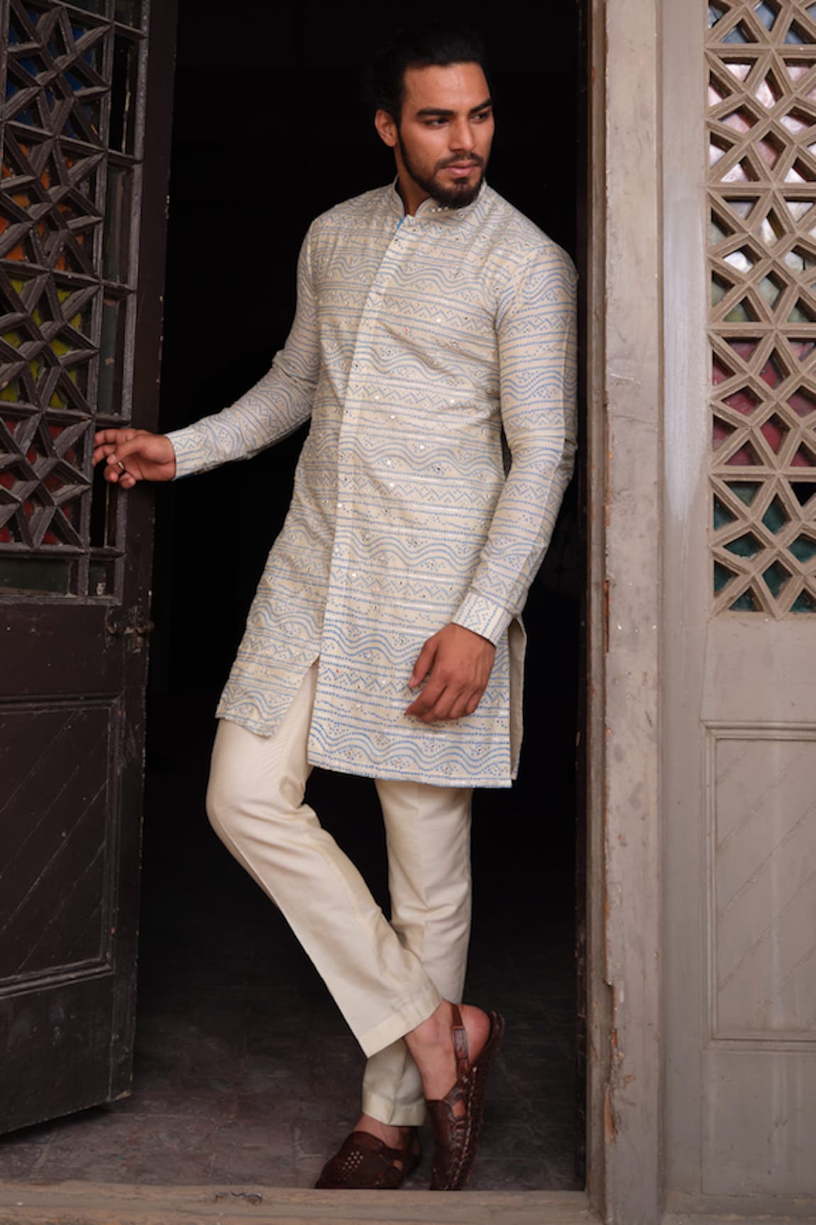 Nitesh Singh Chauhan Bandhani Print Kurta Pyjama Set