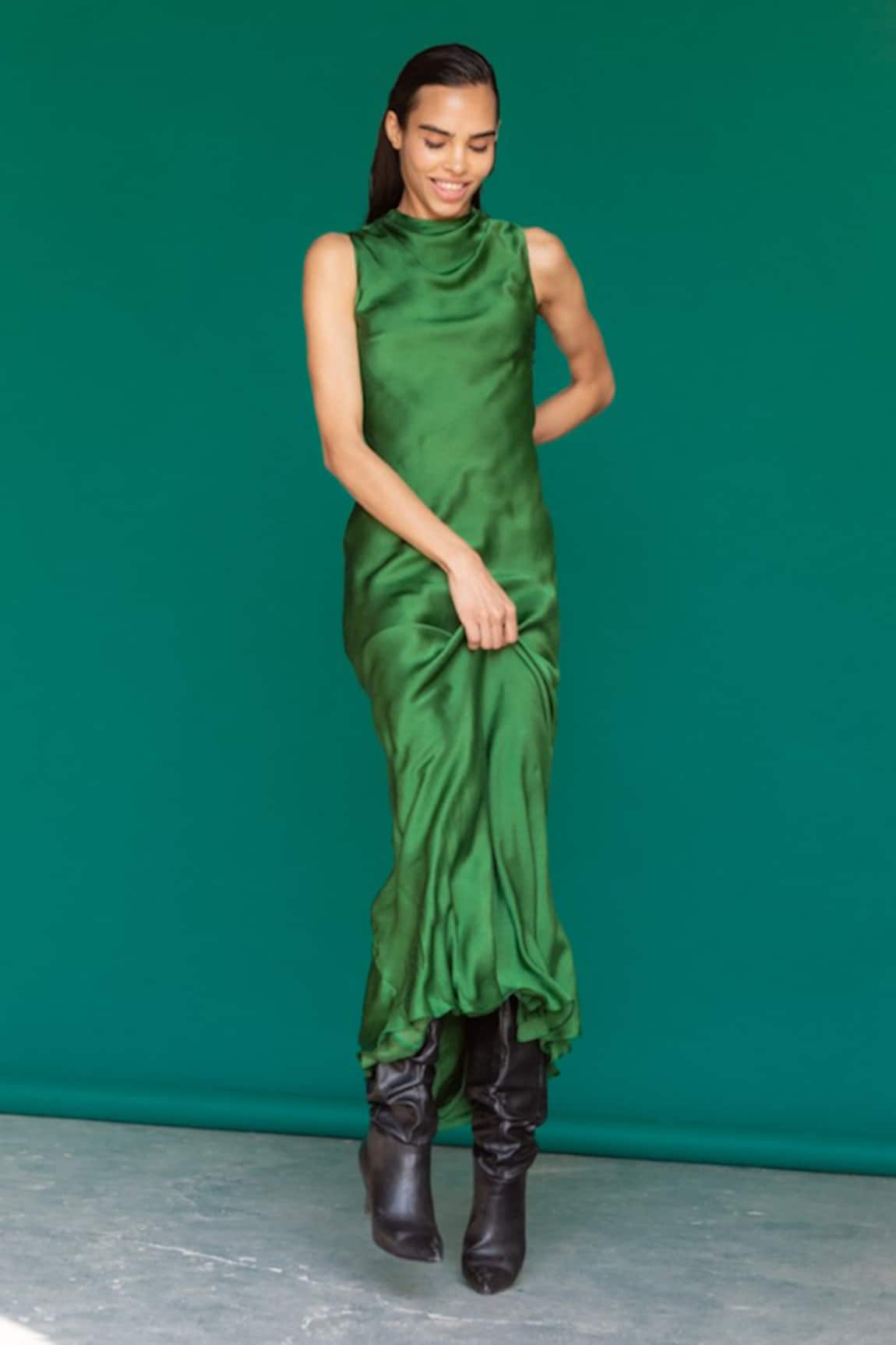 Sruti Dalmia Cowl Neck Silk Dress