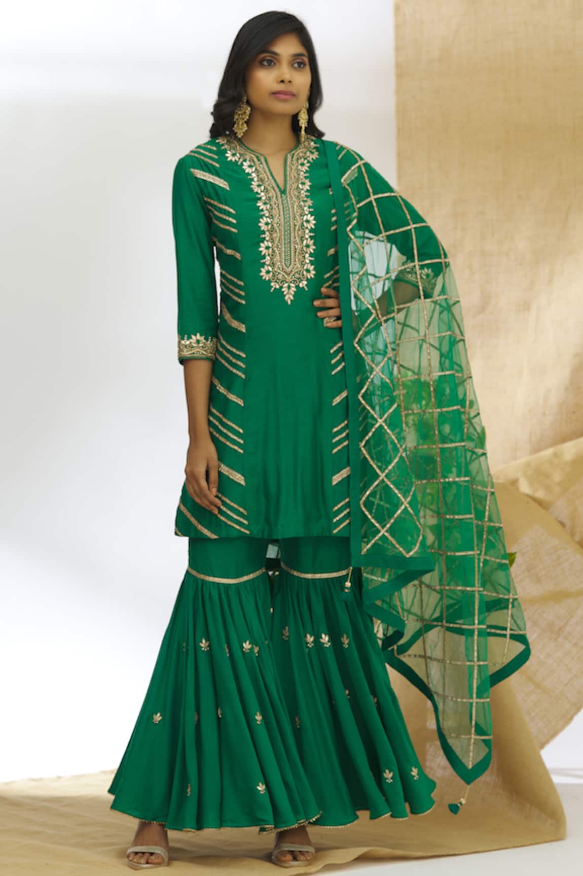 Aariyana Couture Embroidered Kurta Sharara Set