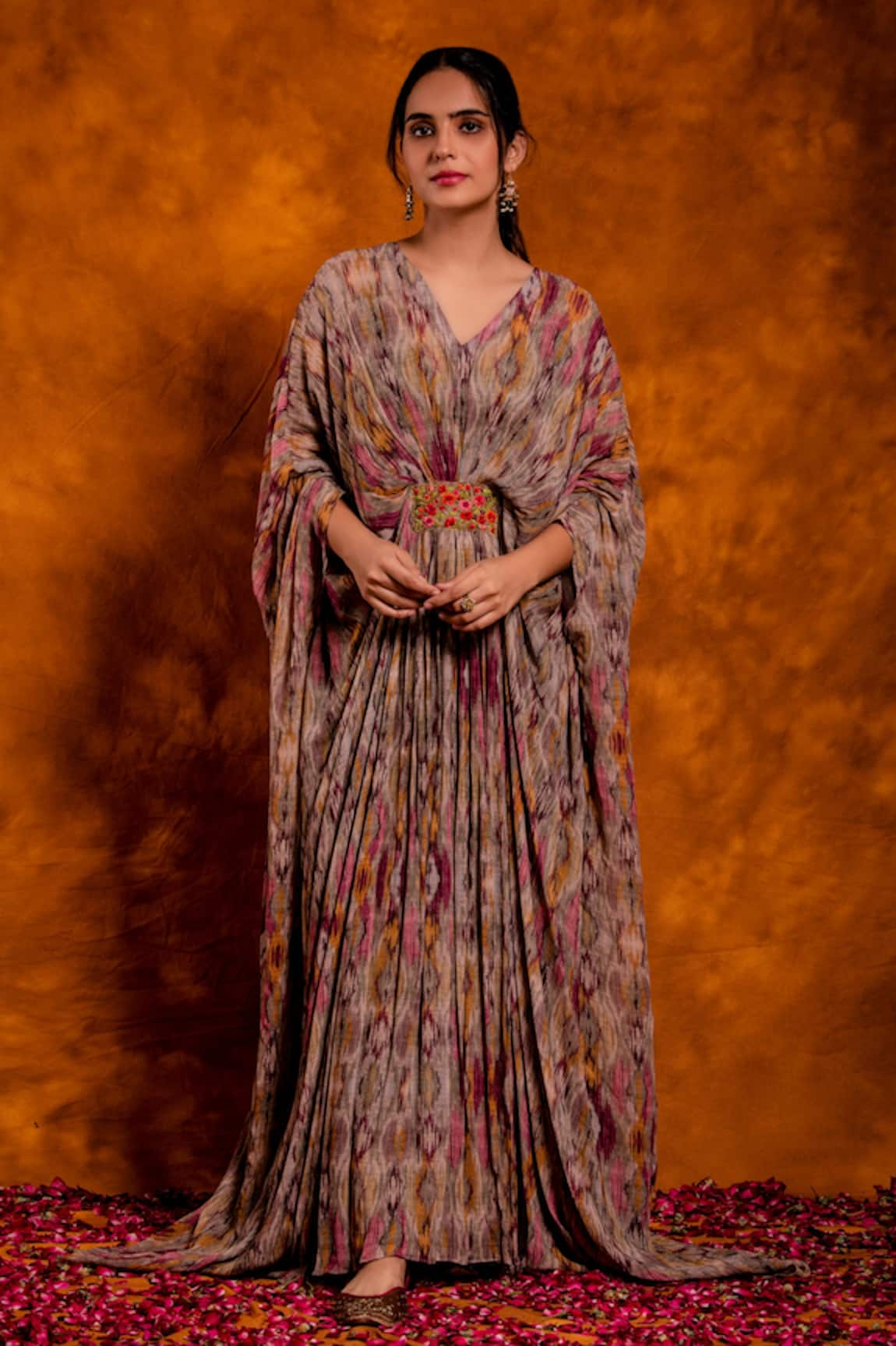 Chandbari Ikat Print Kaftan