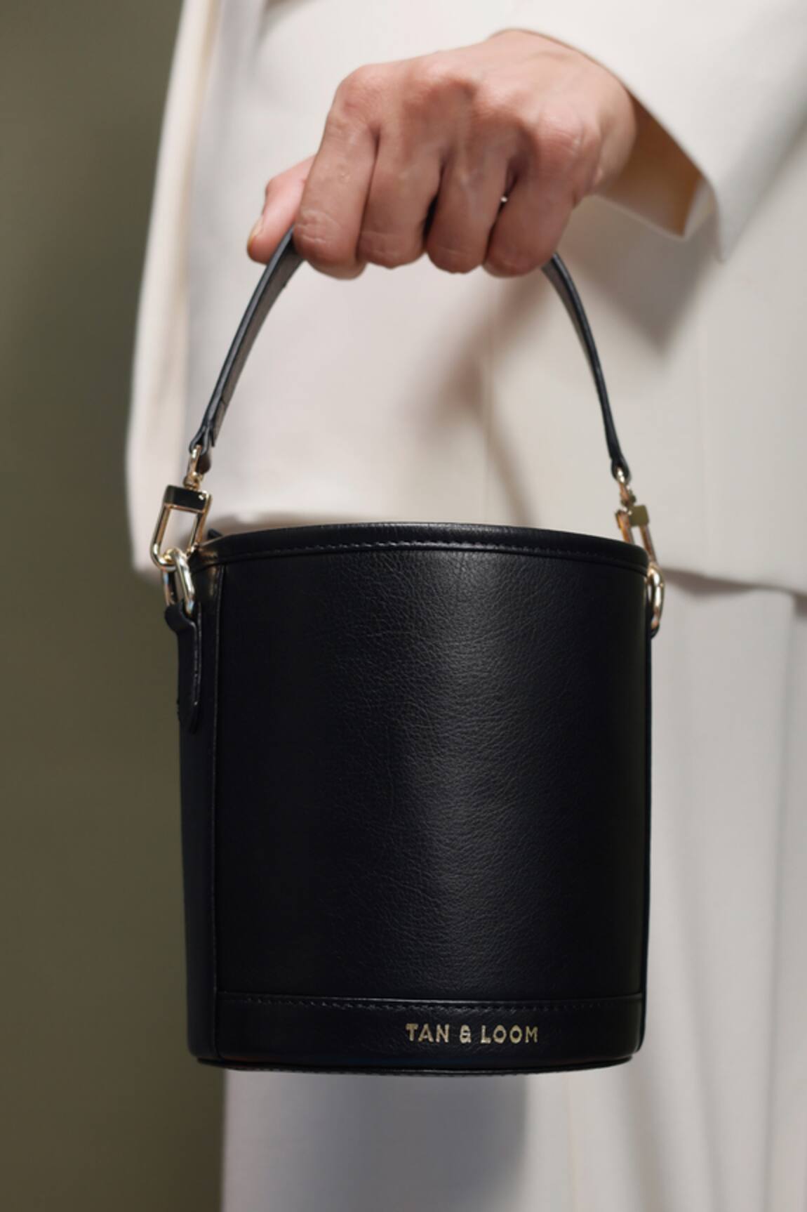 Tan & Loom Black Nappa Leather Potli Bag 