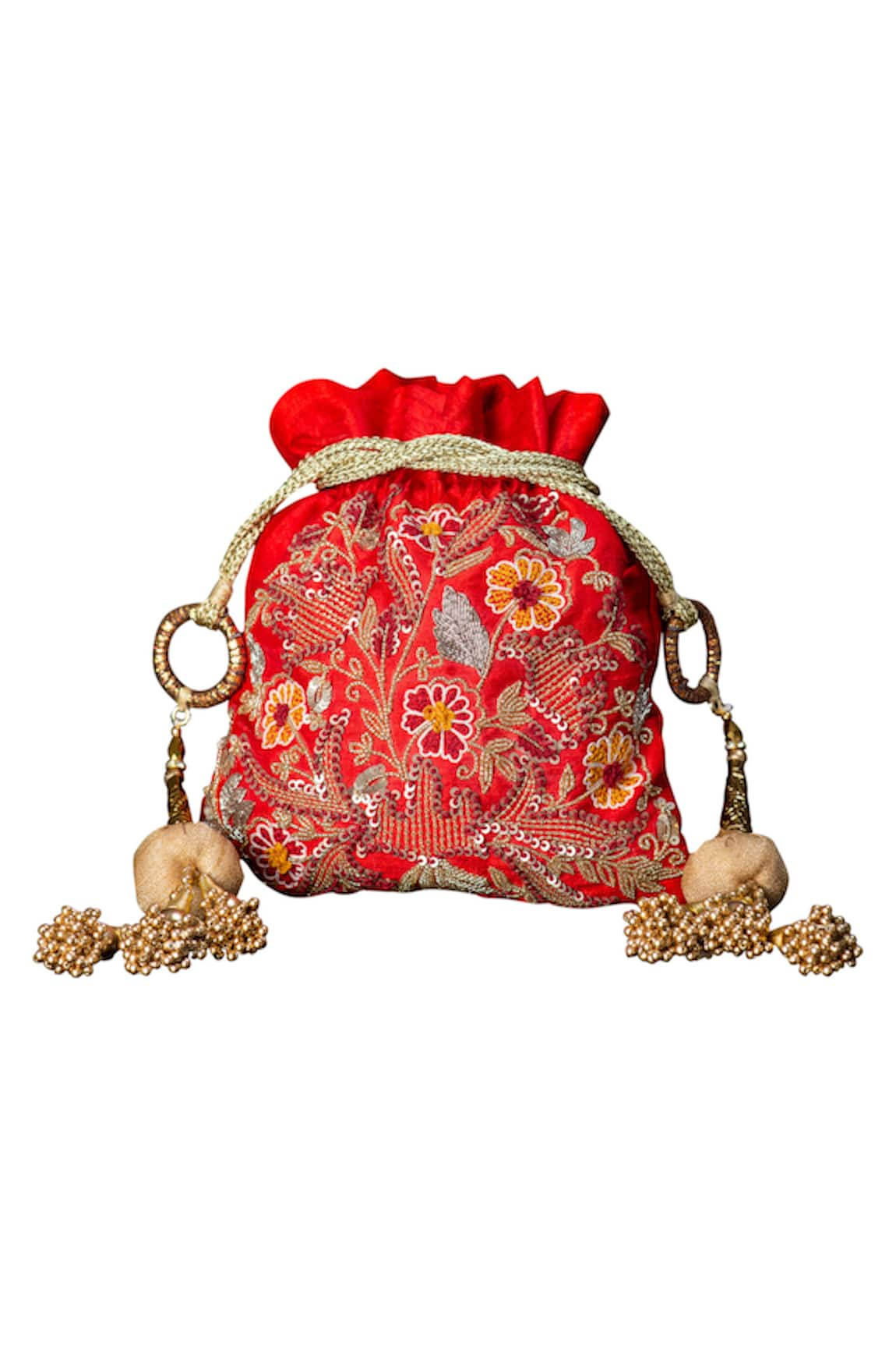 Clutch'D Silk Embroidered Potli Bag