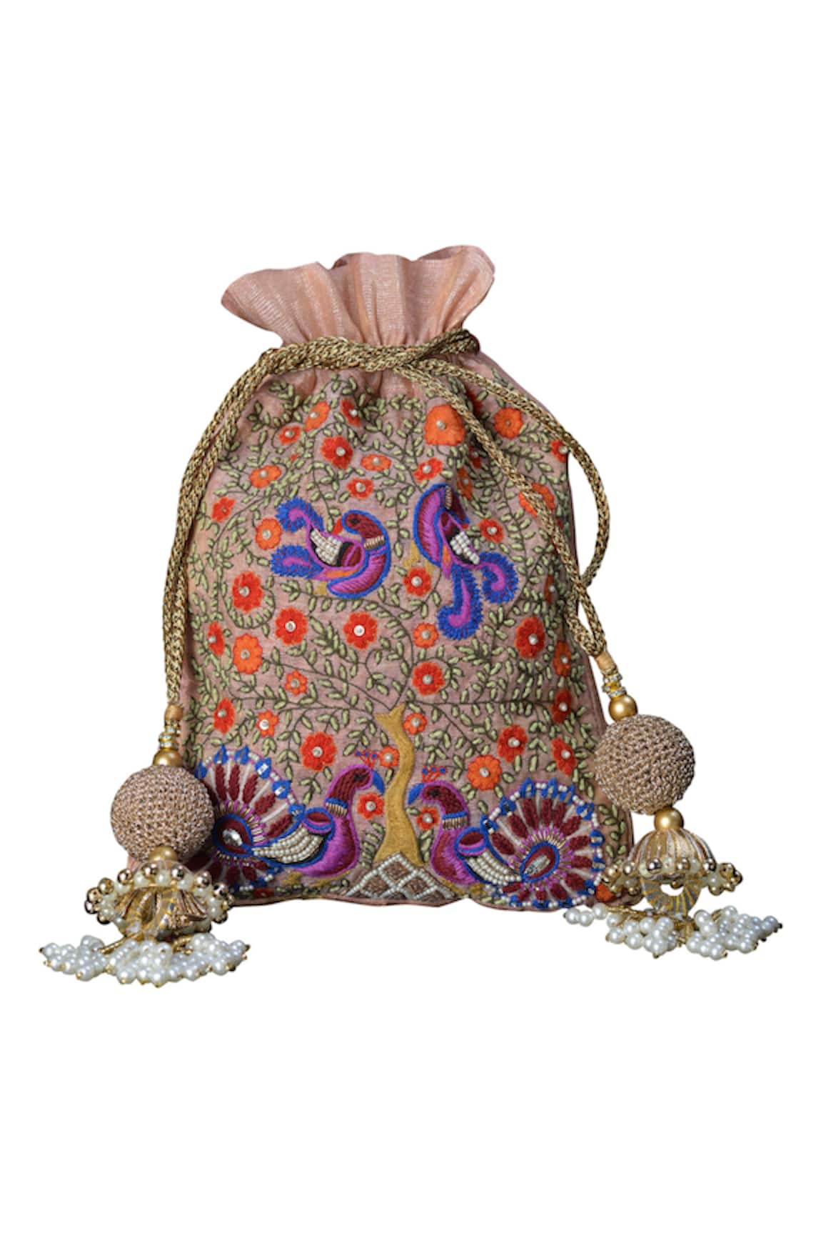 Clutch'D Floral Embroidered Potli Bag