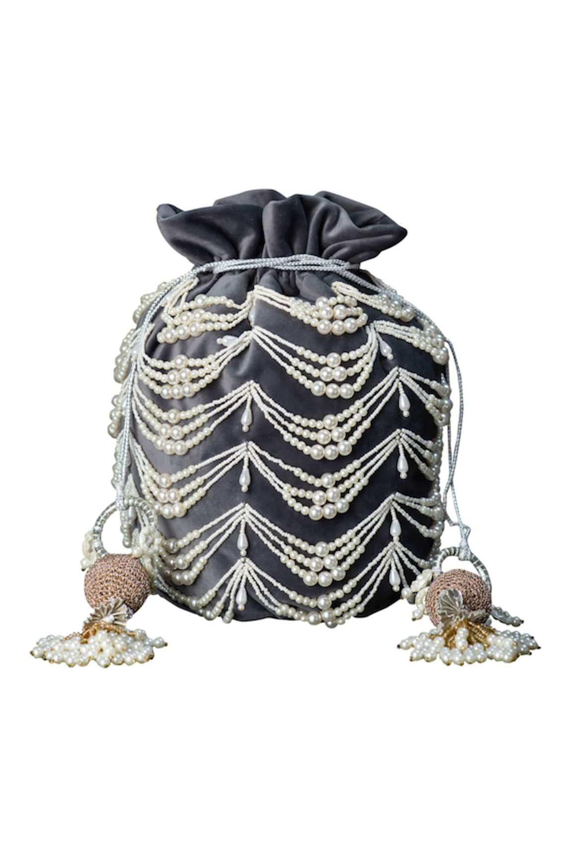 Clutch'D Velvet Tassel Potli Bag