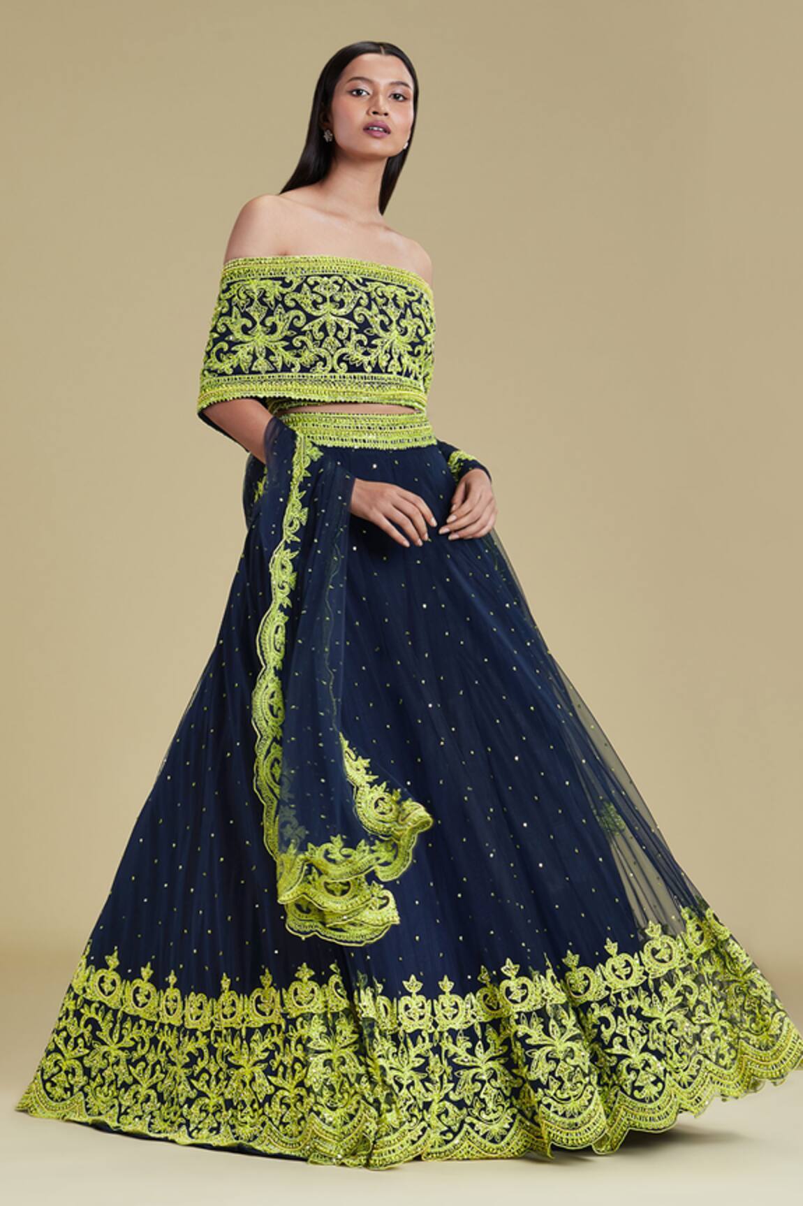 Cherie D Silk Embroidered Lehenga Set