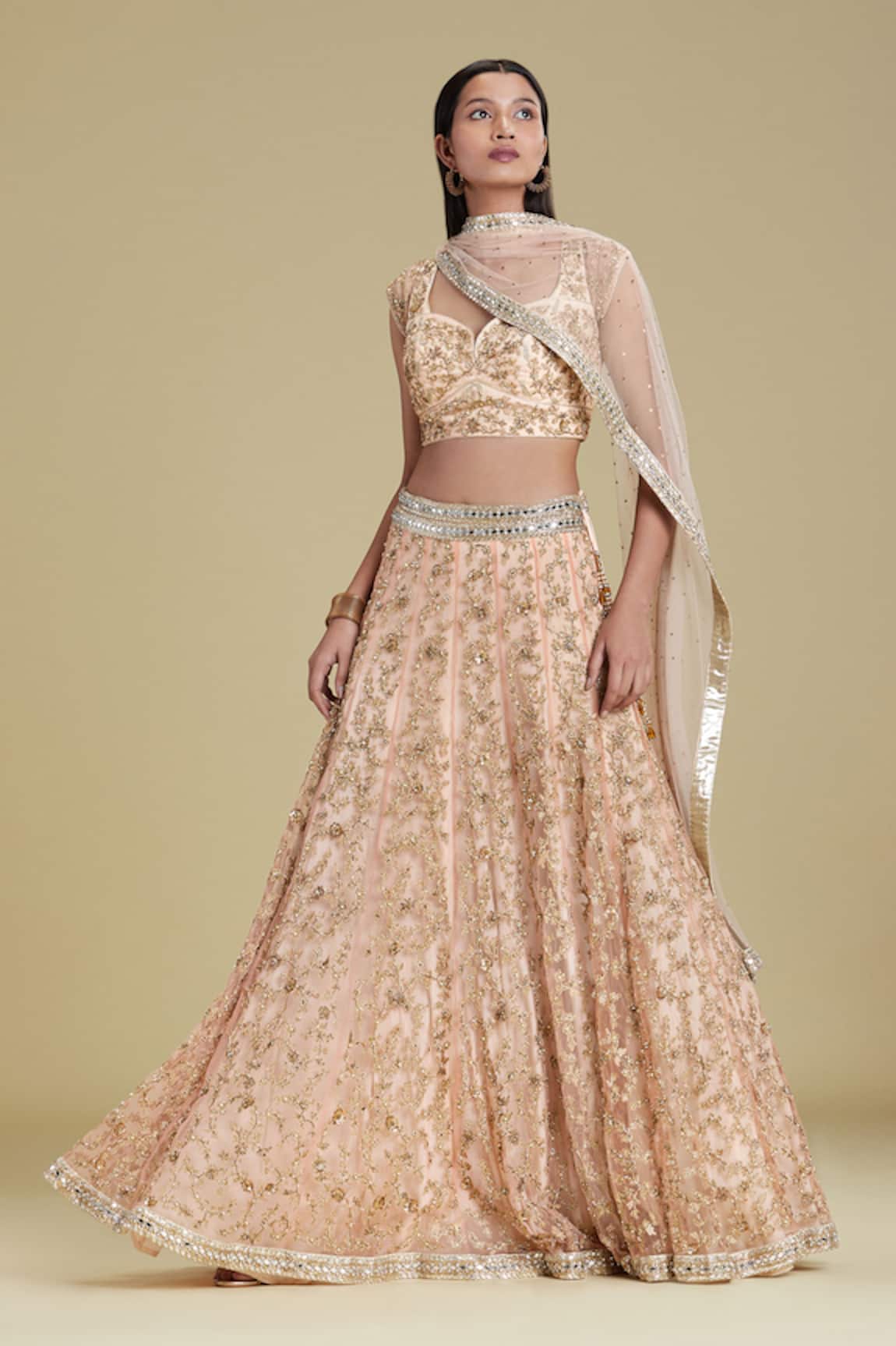 Cherie D Silk Embroidered Bridal Lehenga Set