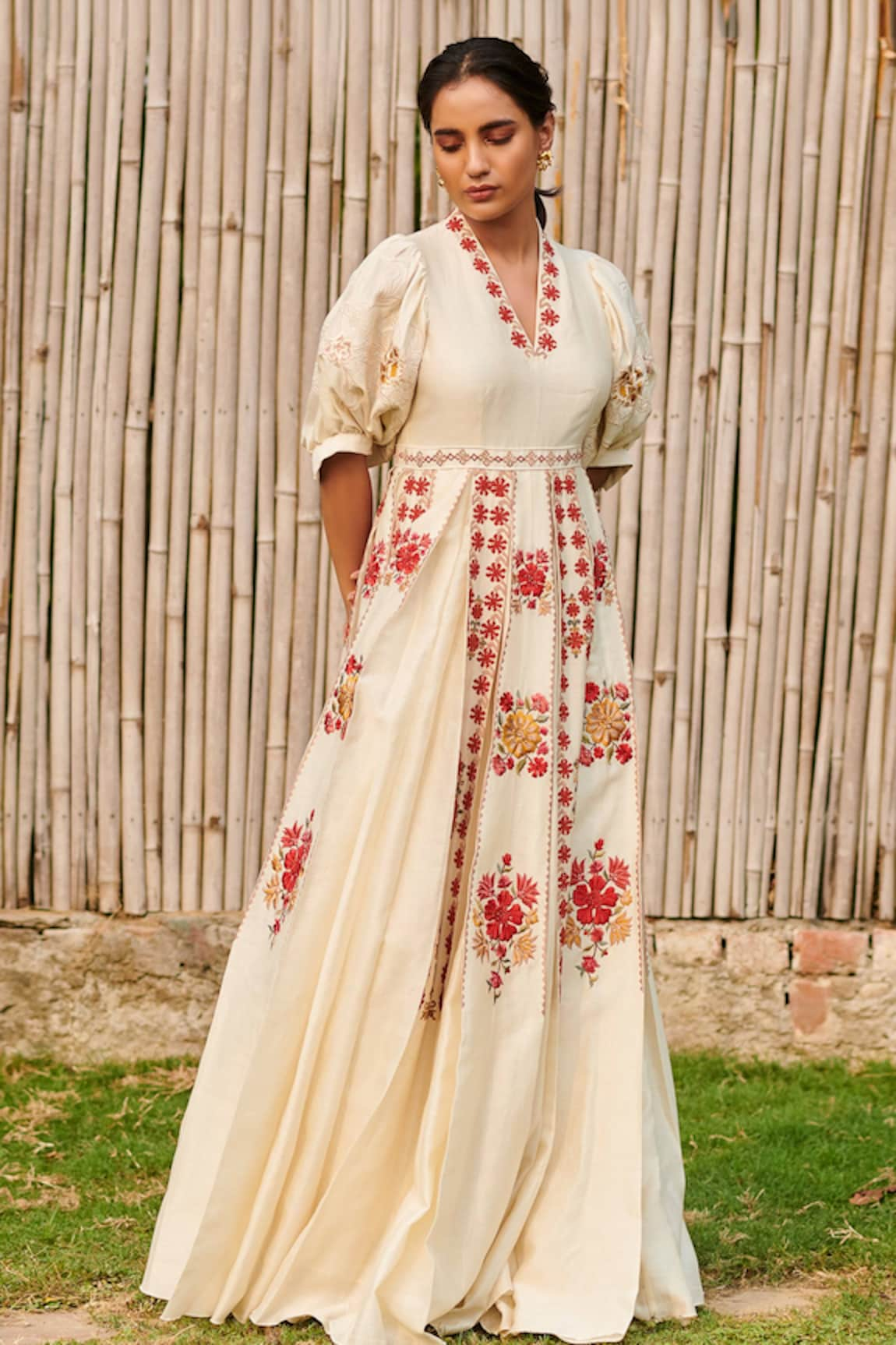 Chandrima Chanderi Pleated Maxi Dress