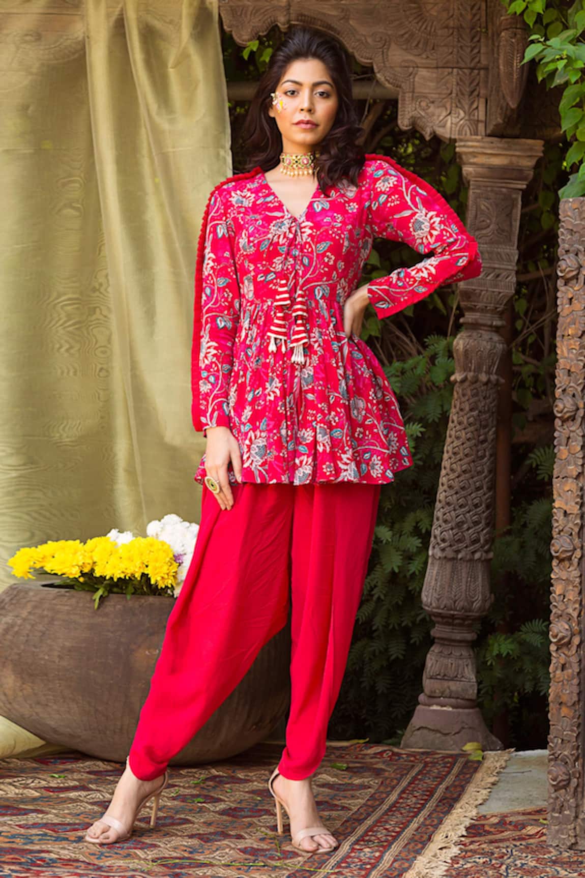 Chhavvi Aggarwal Floral Print Tunic & Dhoti Pant Set