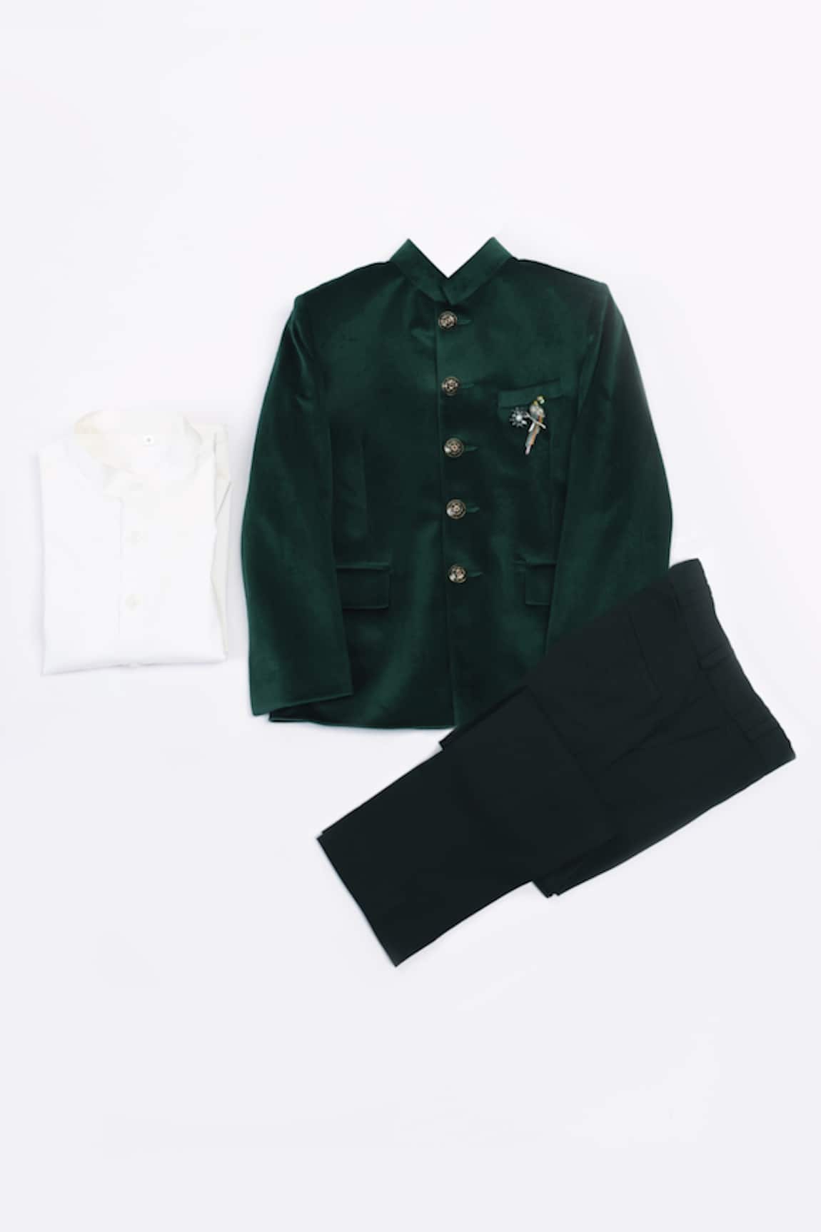 Partykles Velvet Jodhpuri & Pant Set 