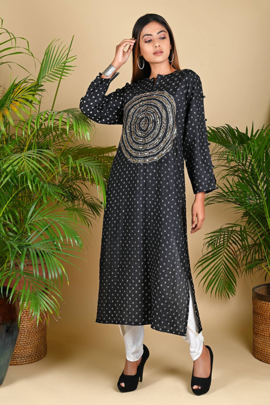 Dyelogue Sequin Embroidered Bodice Kurta