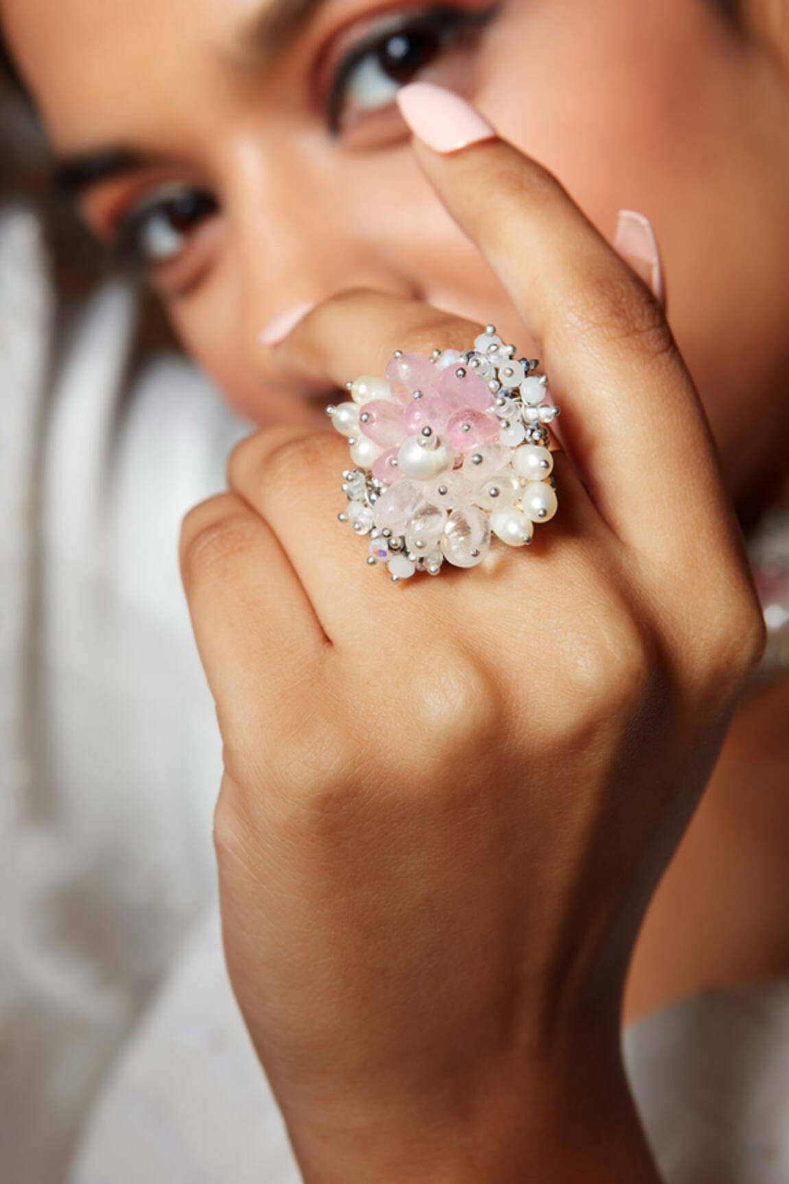 House of D'oro Bead Embellished Ring