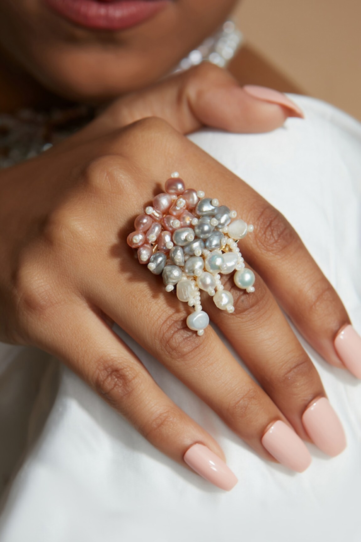 House of D'oro Pearl Studded Ring