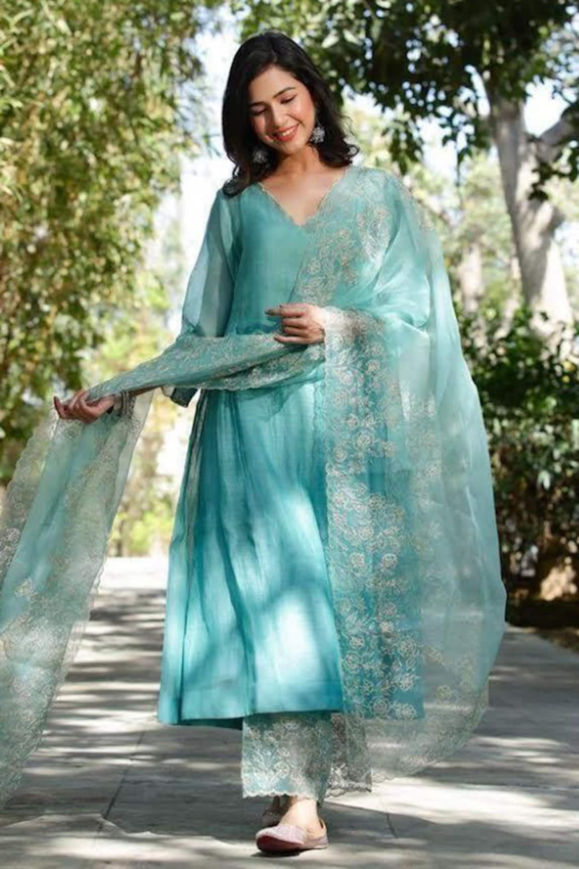 Charu Makkar Soft Chanderi Anarkali Palazzo Set