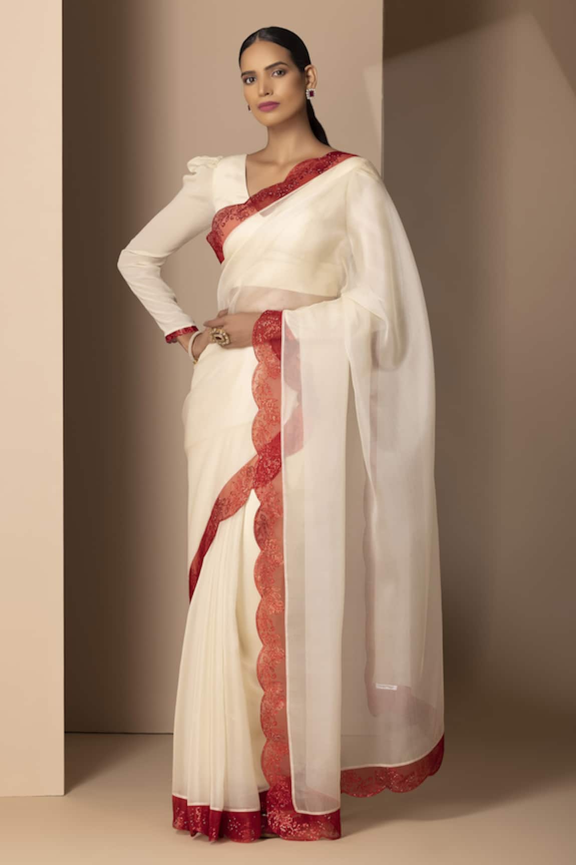 Buy White Satin Saree for Women Online from India's Luxury Designers 2023