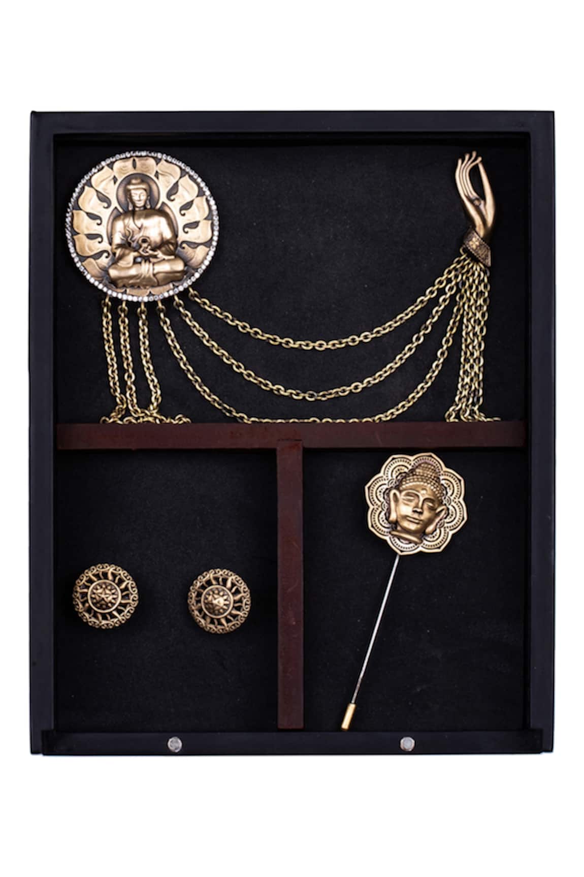 Cosa Nostraa Buddha Myth Cufflink Brooch & Lapel Pin Set