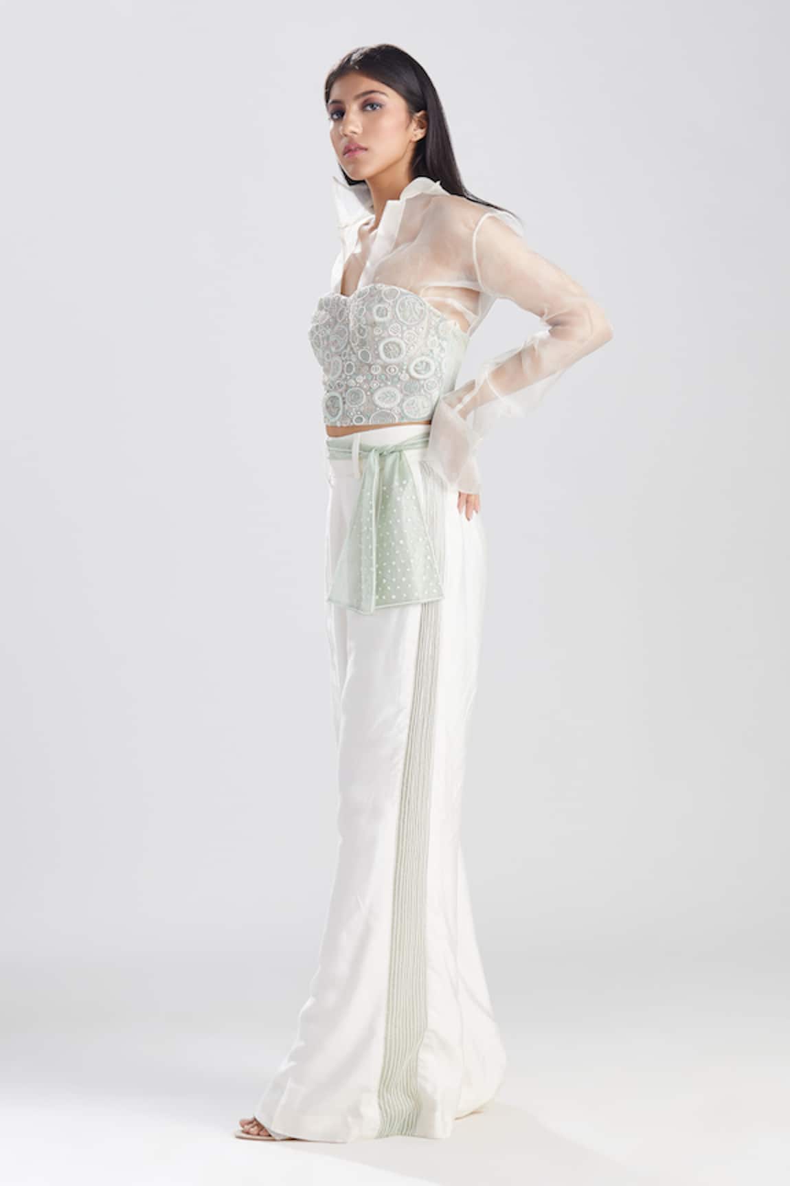 Megha Bansal Silk Organza Shirt & Pant Set 