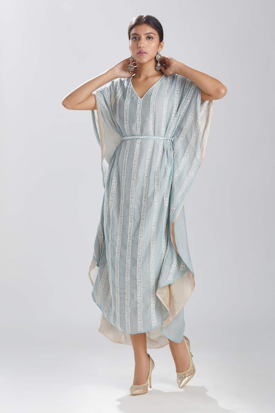 Megha Bansal Silk Chanderi Kaftan with Belt 