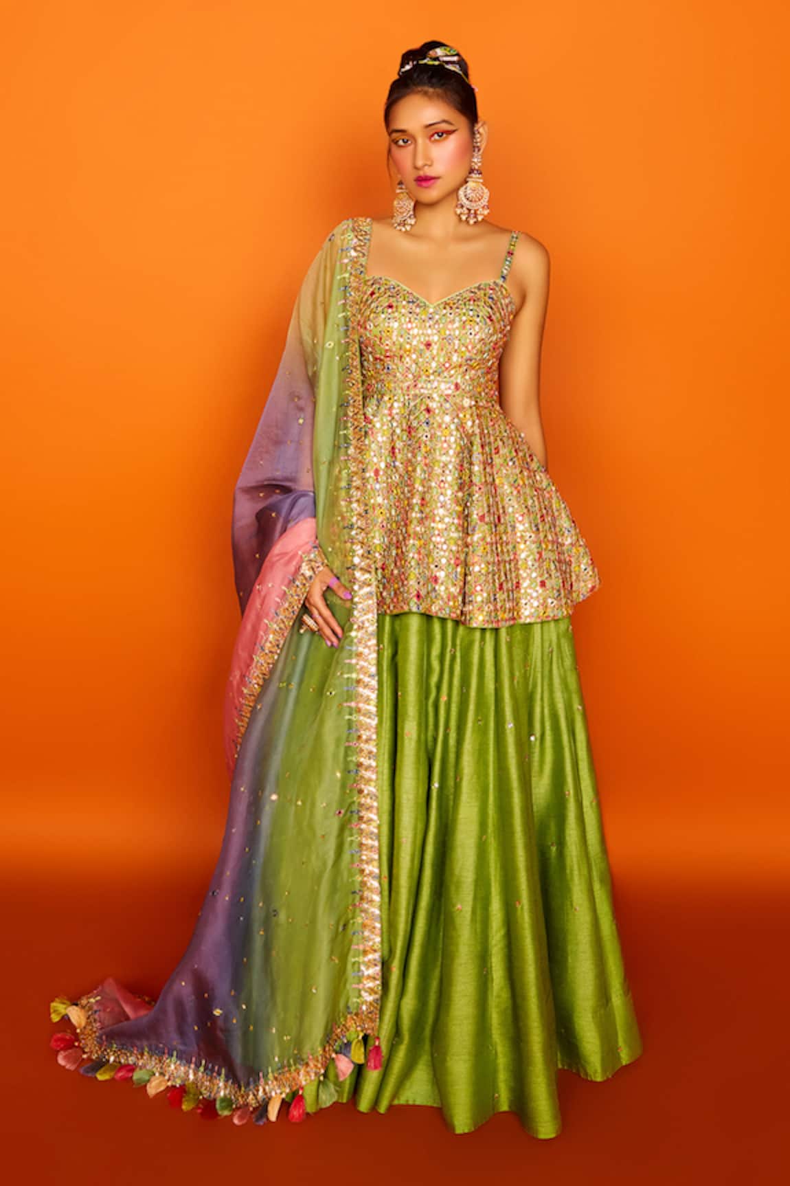 Loka By Veerali Raveshia Sanjani Peplum Tunic & Lehenga Set