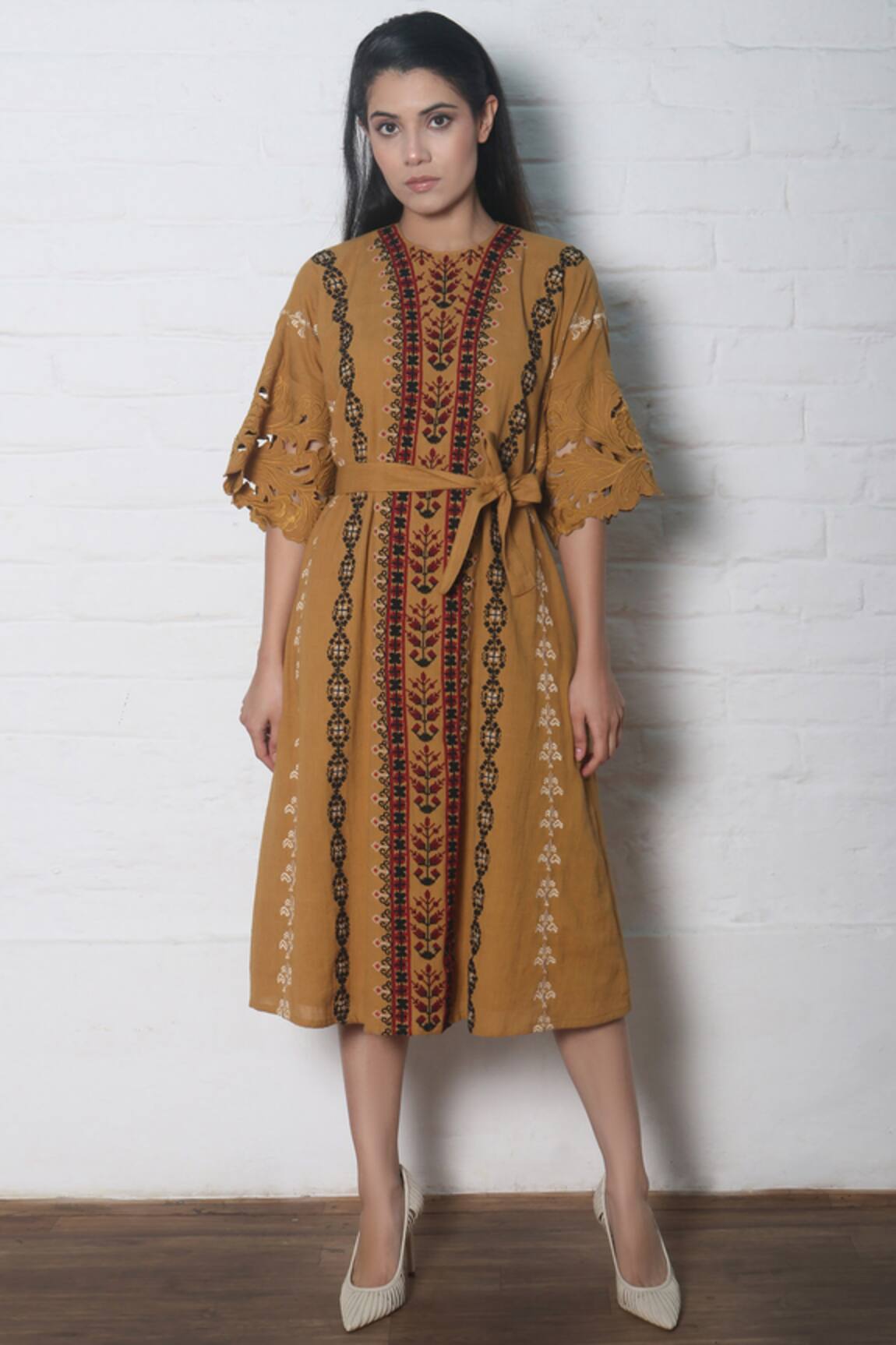 Chandrima Embroidered Midi Dress