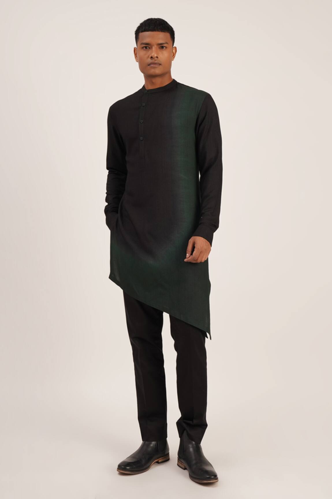 Dhruv Vaish Dip Dyed Asymmetric Kurta Set 
