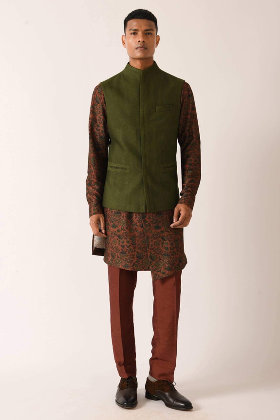 Dhruv Vaish Textured Cotton Silk Bundi 