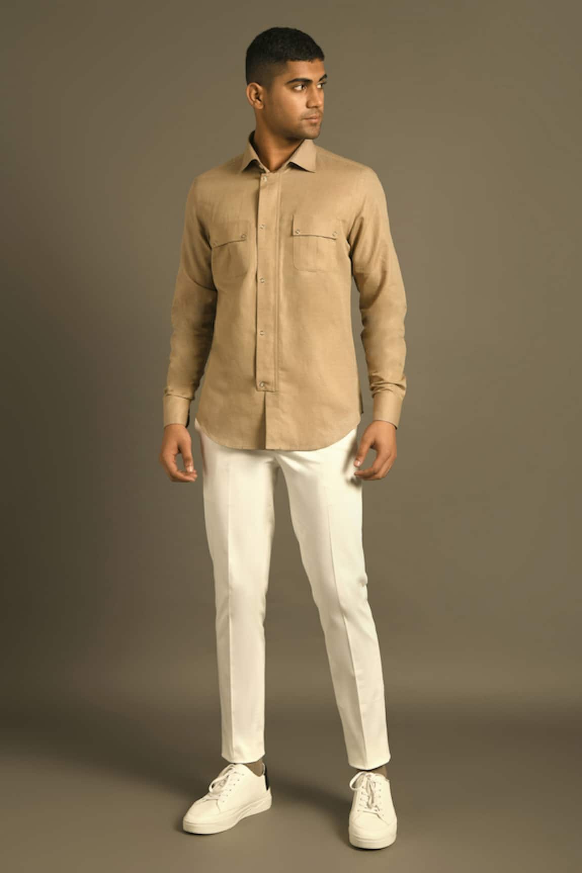 Get Classic Beige Half Sleeves Linen Shirt at  2450  LBB Shop